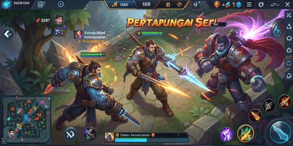 Tangkapan layar menampilkan aksi seru gameplay MOBA.