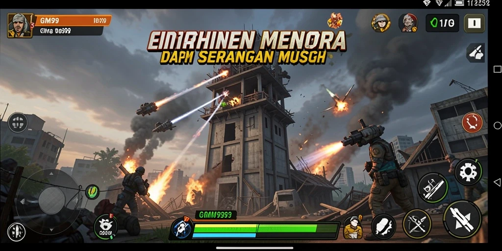 Tampilan menarik dari gameplay Tower Defense GIM999.