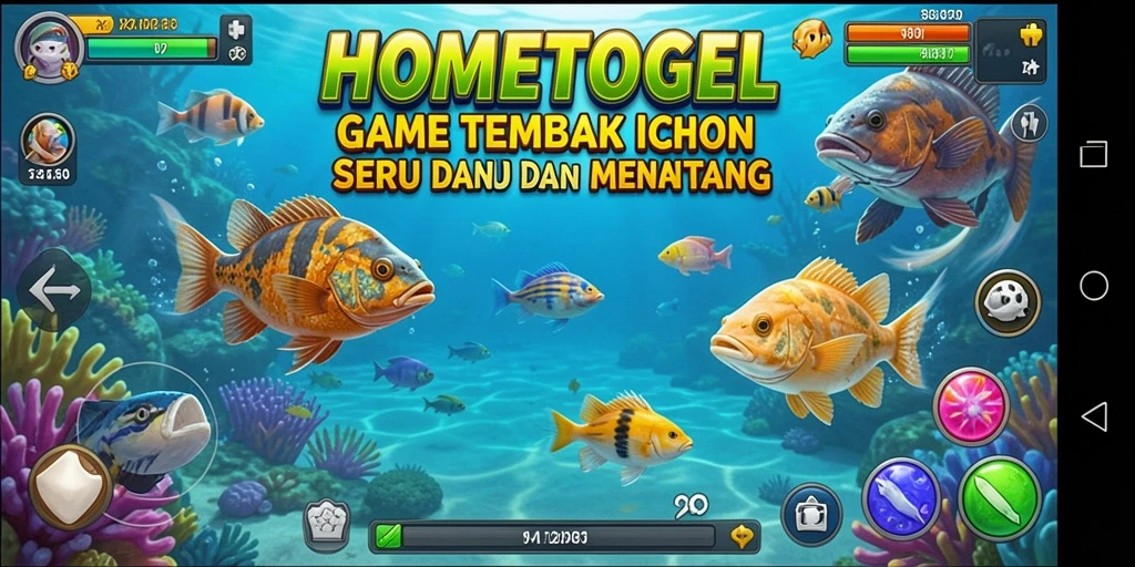 Tampilan memukau gameplay Tembak Ikan di HOMETOGEL.
