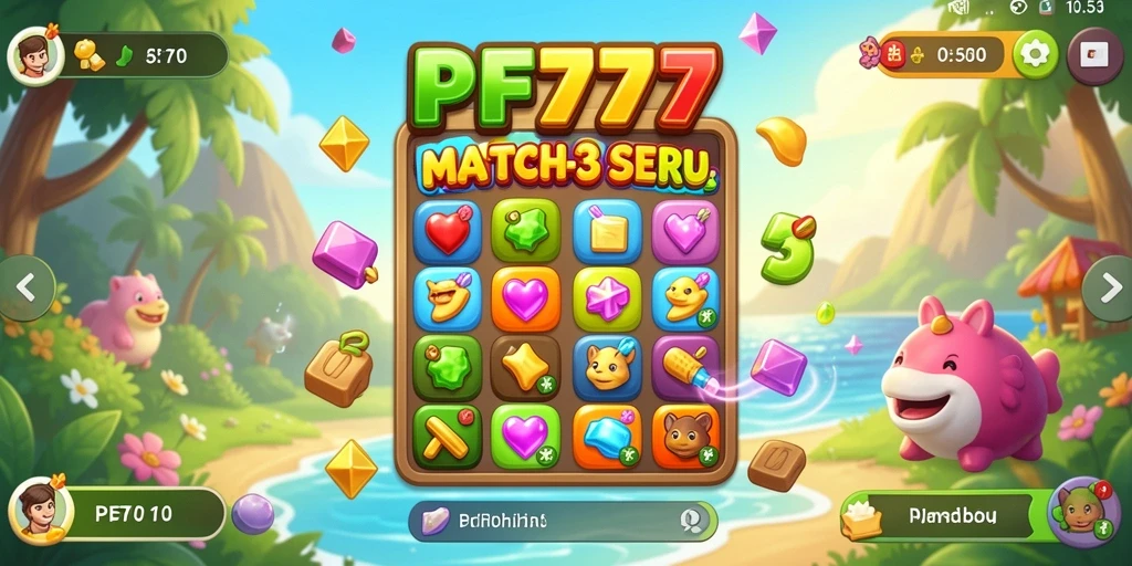Tampilan seru gameplay Match-3 di PF777.