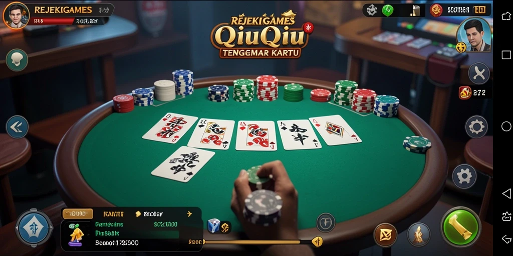 Menampilkan gameplay mendebarkan dari REJEKIGAMES QiuQiu.