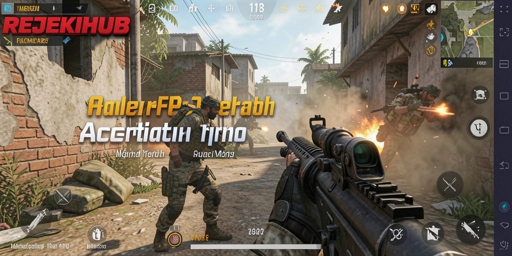 Tangkapan layar gameplay yang mendebarkan dari REJEKIHUB dengan aksi FPS intens.