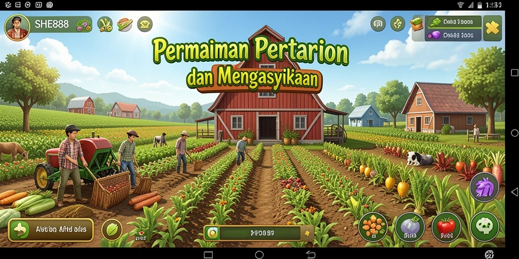 Screenshot gameplay dari pertanian yang menawan di SHE888.